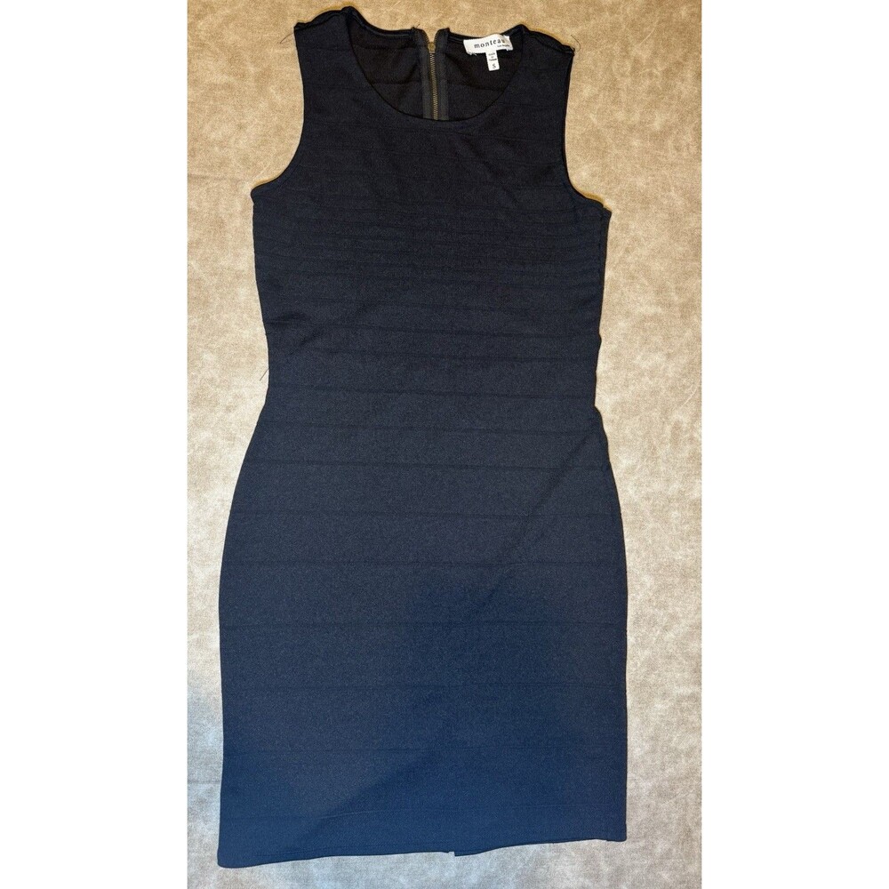 Monteau Los Angeles Fitted Little Black Dress Size SMALL Sleeveless Cut Out Back